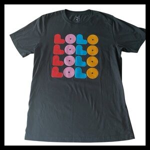 LOLO Black Multi-colour Cotton Graphic T-shirt (M)